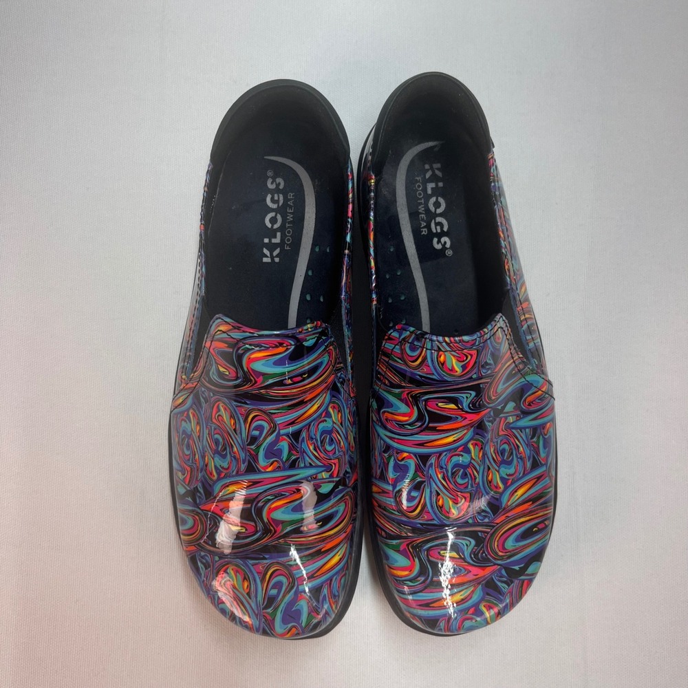 Klogs Footwear Moxy Swirl Print Leather‎ Clogs Shoes Women's Size 6.5